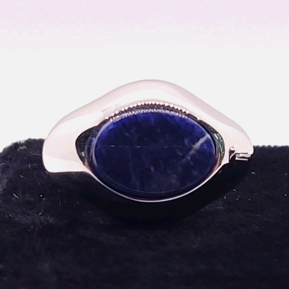Vintage Silver Tone Cufflinks Oval Blue Stone Cabochon Men's Formal